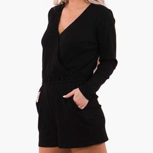 NWT Michael Kors Faux Wrap Romper Black Thermal M